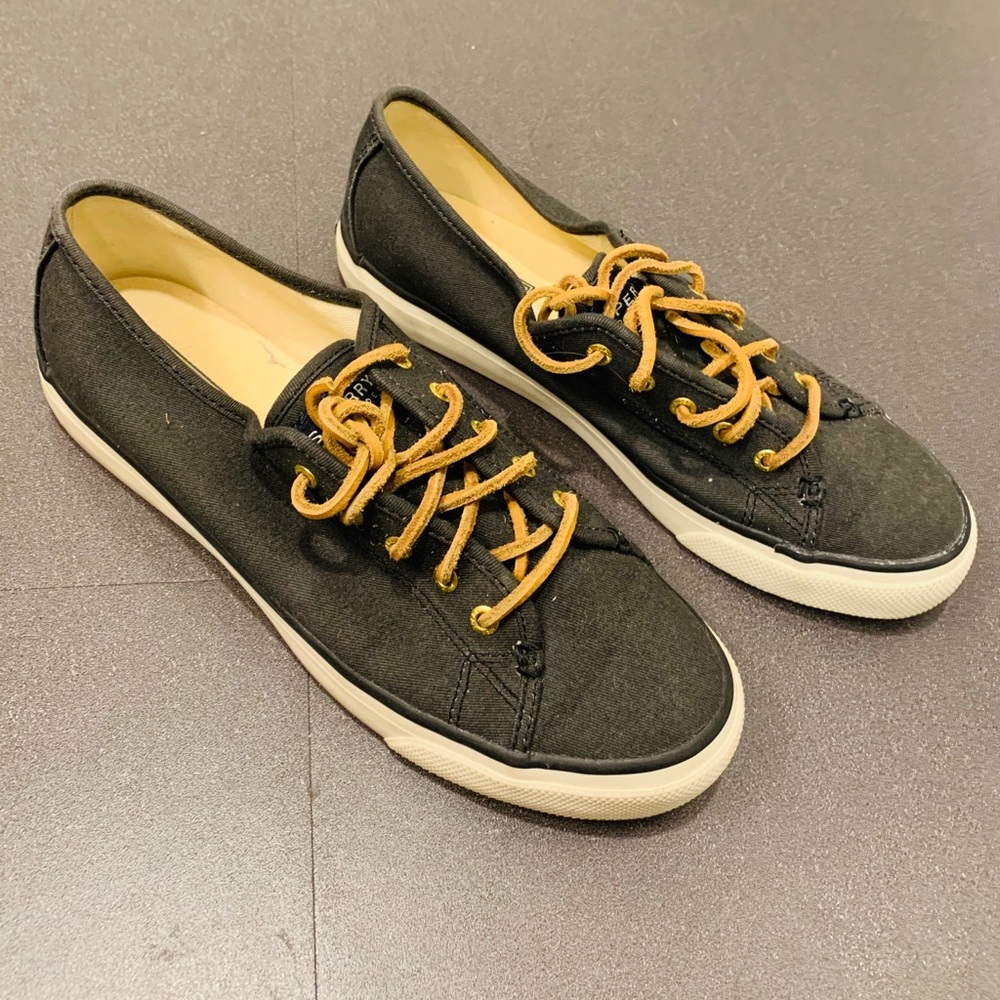 Black Sperry Top Sider Canvas Sneaker